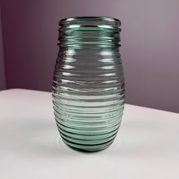 Unbranded Other - Unbranded Green Glass Ribbed Jar with lid made in Canada